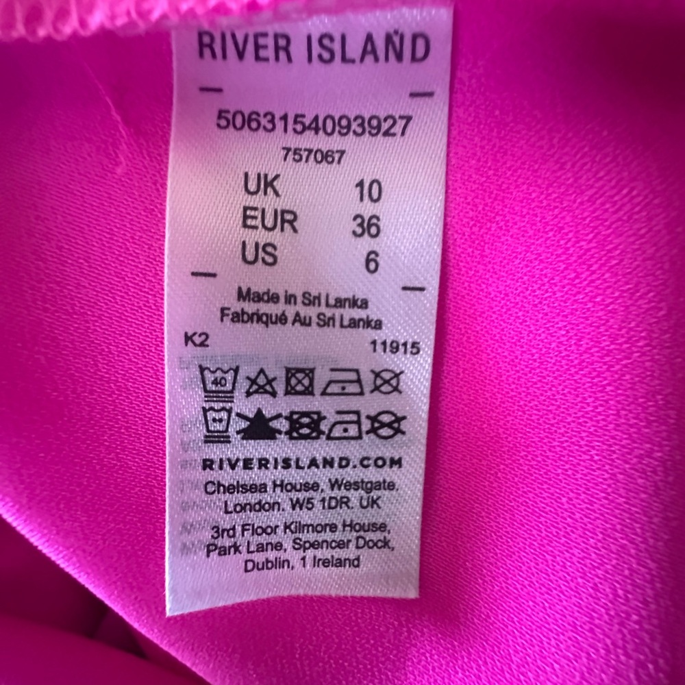 River Island ASOS dopamine pink Long Sleeve Wrap Event Blouse Size 6 fits M/L - Picture 2 of 8